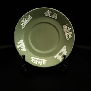 Vintage Sage Green Wedgwood Jasperware Saucer Dish Catch All Trinket Dish